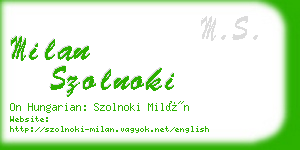 milan szolnoki business card